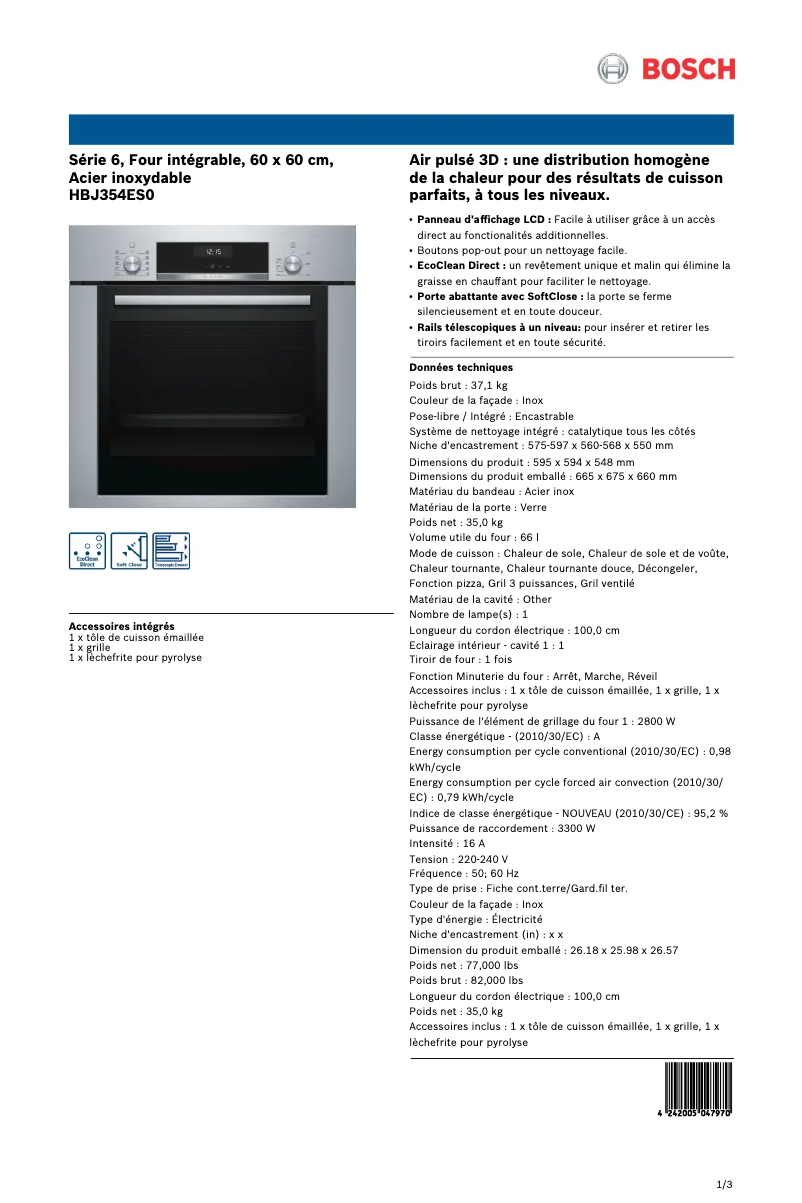 Image de la première page du manuel de l'appareil HBJ354ES0