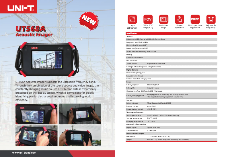 Page 1 de la notice Fiche technique Uni-T UT568A