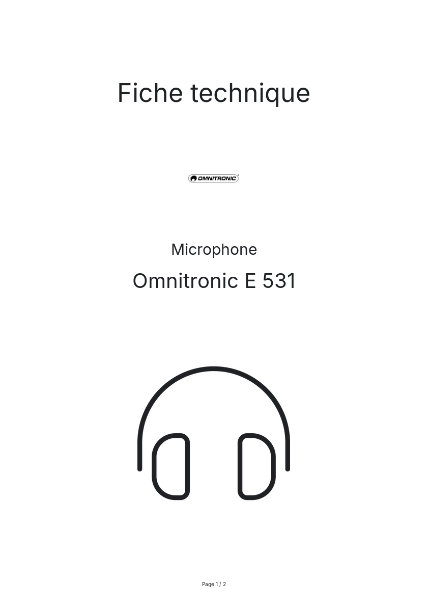 Page n°1 - Fiche technique Omnitronic E 531