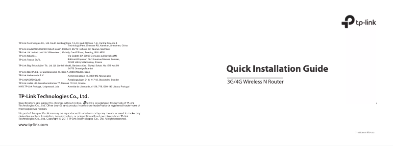 Page 1 de la notice Manuel utilisateur TP-Link TL-MR3220