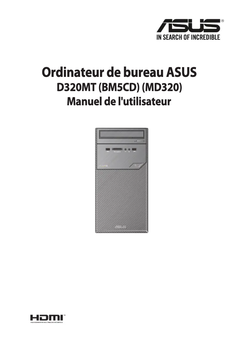 Page 1 de la notice Manuel utilisateur Asus Pro Series D320MT
