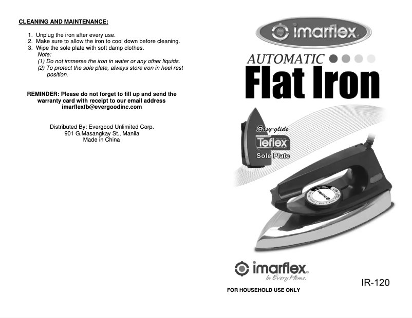 Page 1 de la notice Manuel utilisateur Imarflex IR-120