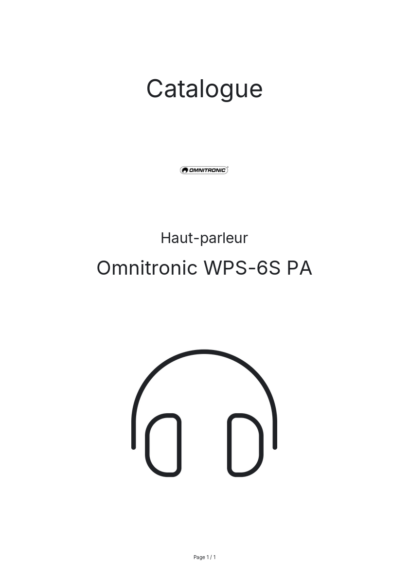 Page n°1 - Catalogue Omnitronic WPS-6S PA