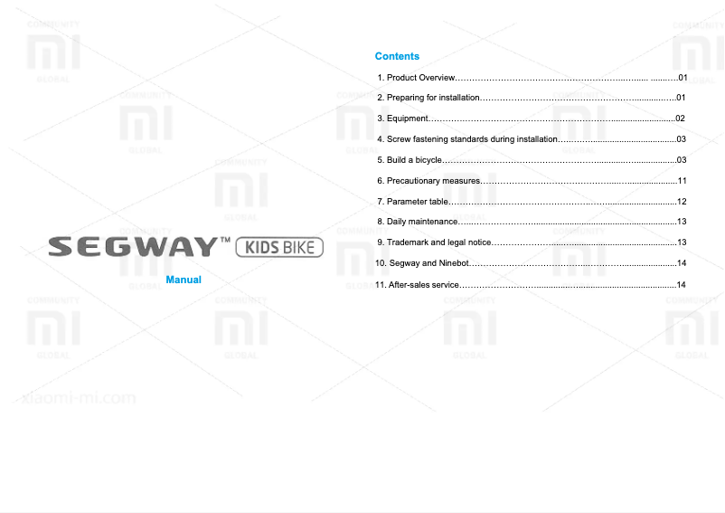 Image de la première page du manuel de l'appareil Segway Kids Bike