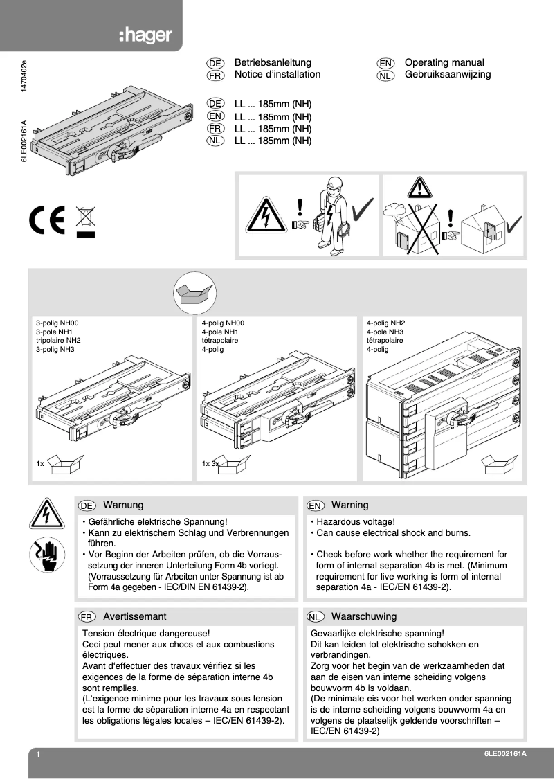 Page 1 de la notice Instructions / montage Hager LLK856