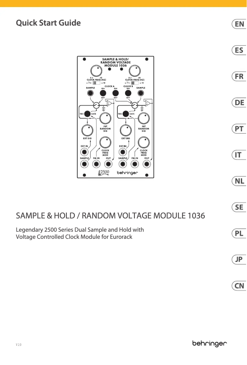 Page 1 de la notice Guide de démarrage rapide Behringer Sample & Hold / Random Voltage Module 1036