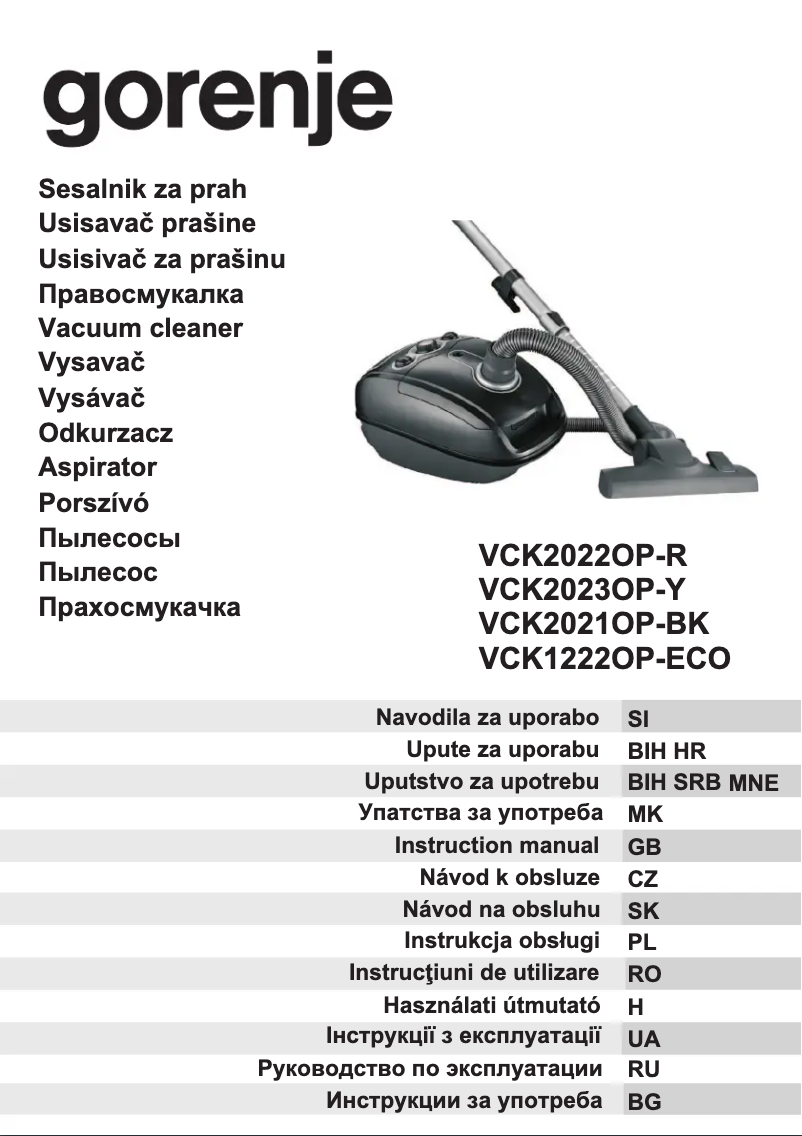 Page 1 de la notice Manuel utilisateur Gorenje VCK2022OP-R