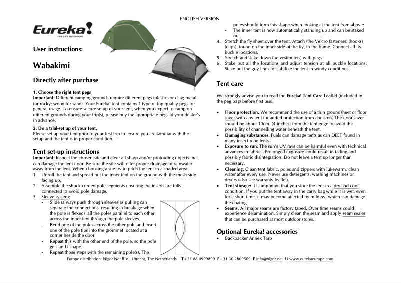 Page n°1 - Manuel utilisateur Eureka Wabakimi 3