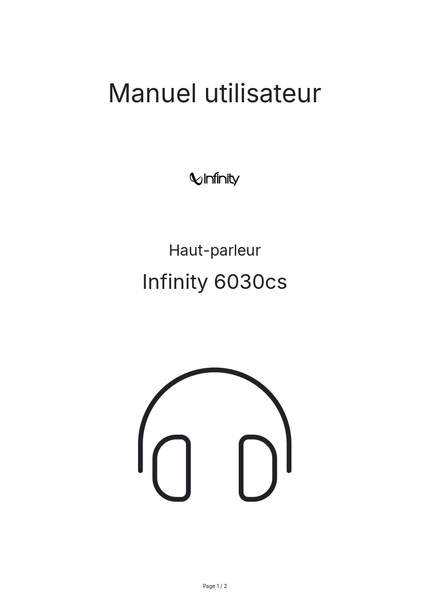 Page n°1 - Manuel utilisateur Infinity 6030cs