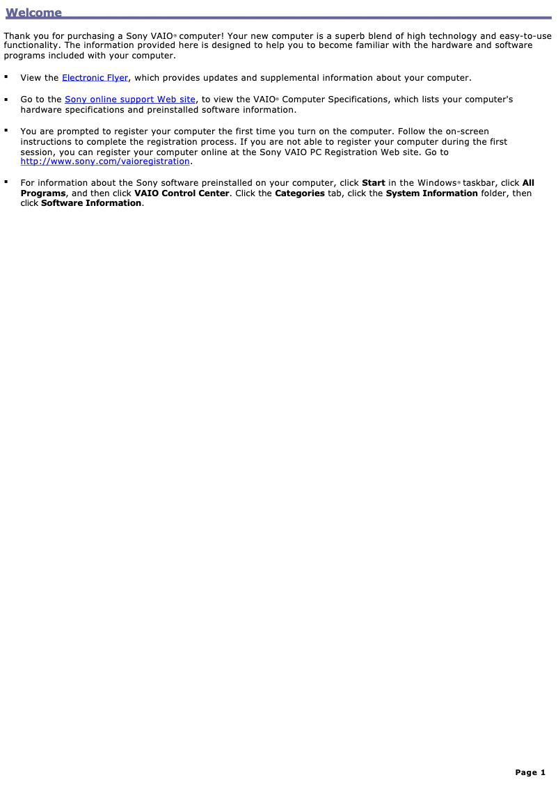 Página 1 del manual Manual de usuario Sony Vaio VGC-RB49B