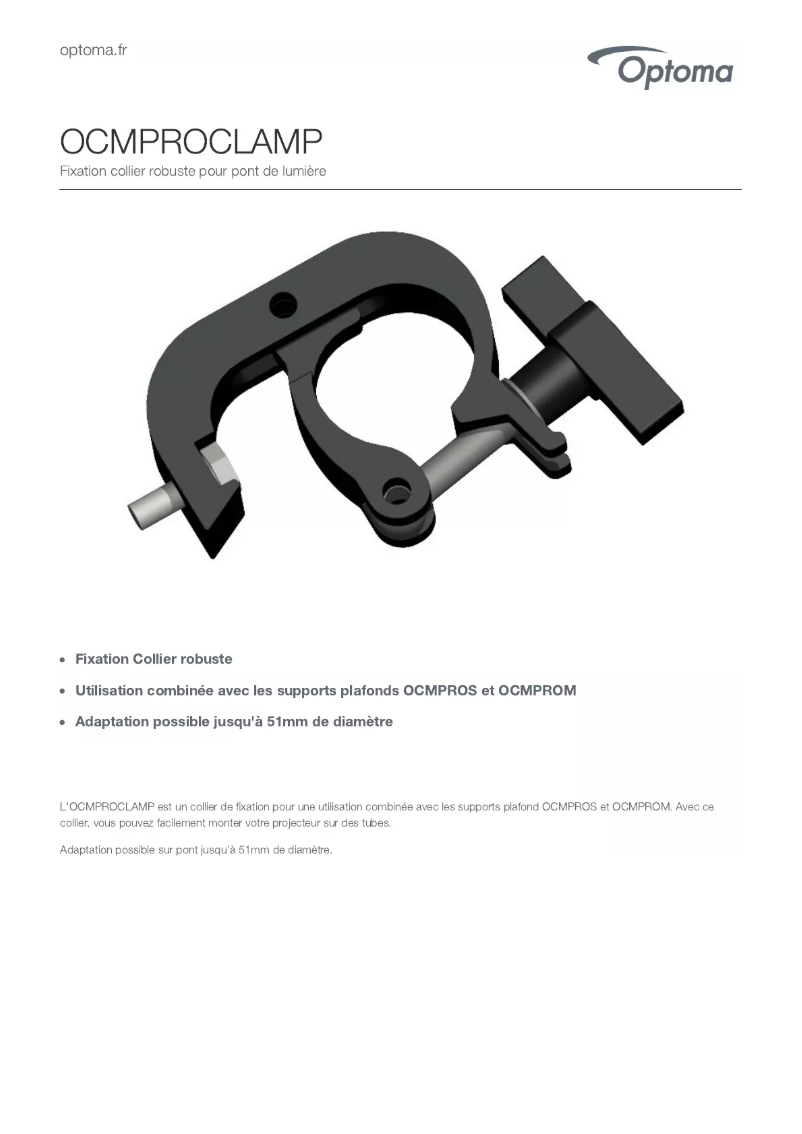 Page n°1 - Manuel utilisateur Optoma OCMPROCLAMP