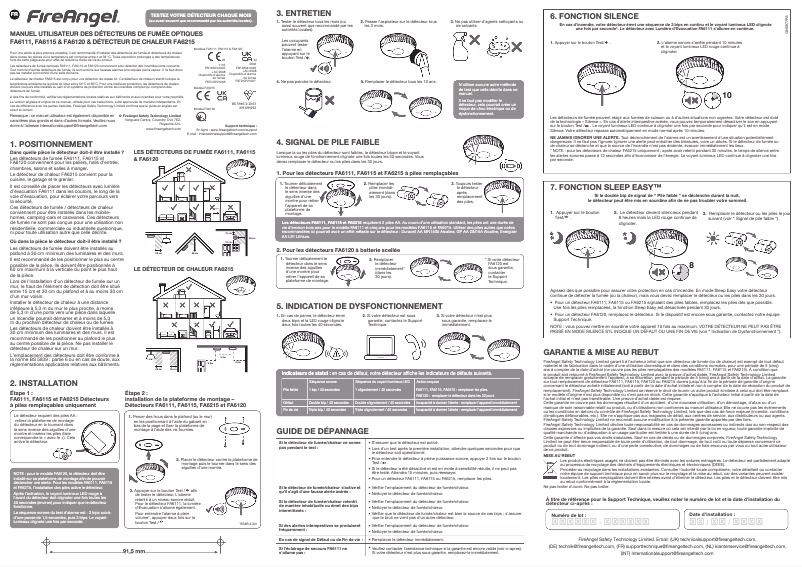Page 1 de la notice Manuel utilisateur X-Sense FA6120