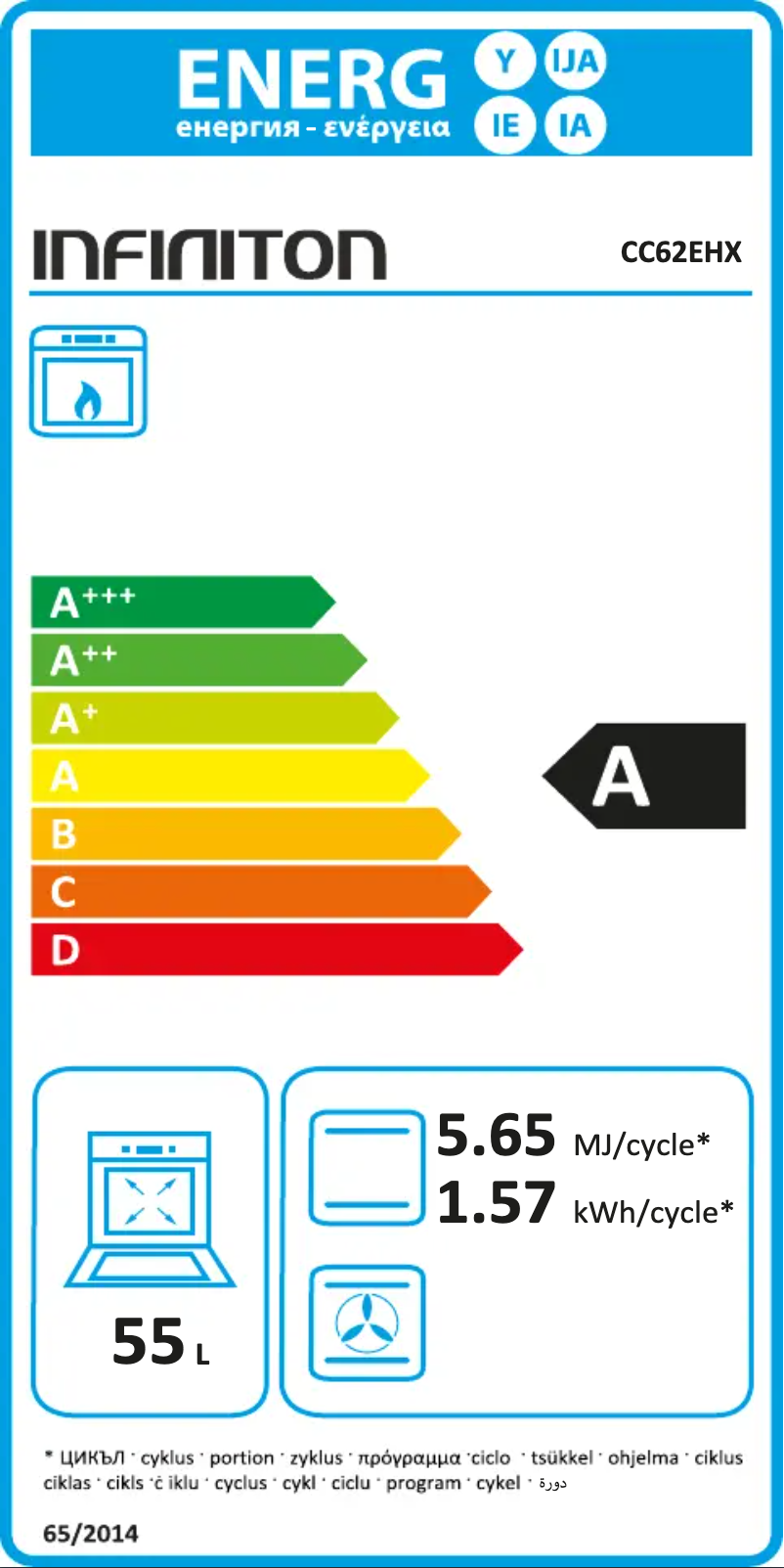 Page 1 de la notice Label énergétique Infiniton CC62EHX