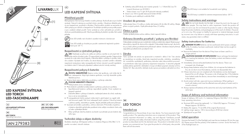 Page 1 de la notice Manuel utilisateur Livarno Lux IAN 279383