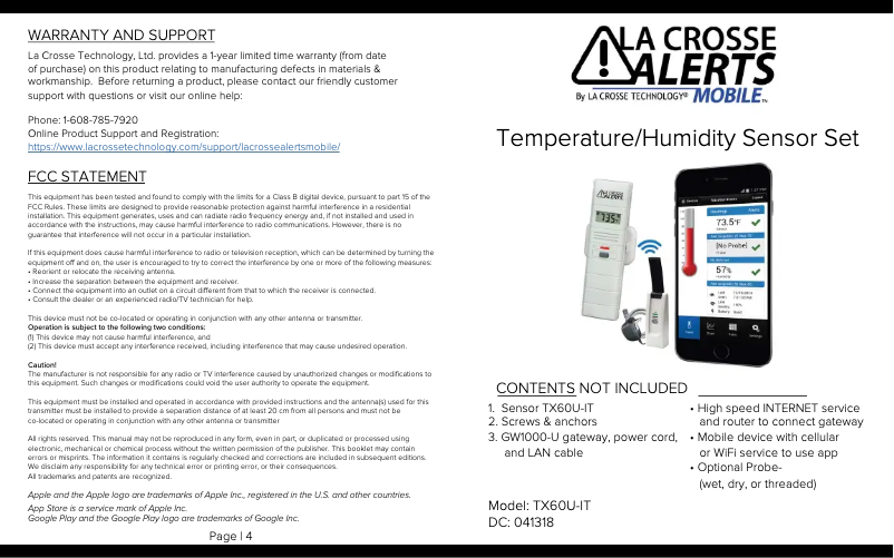 Page n°1 - Manuel utilisateur La Crosse Technology 926-25100-WGB