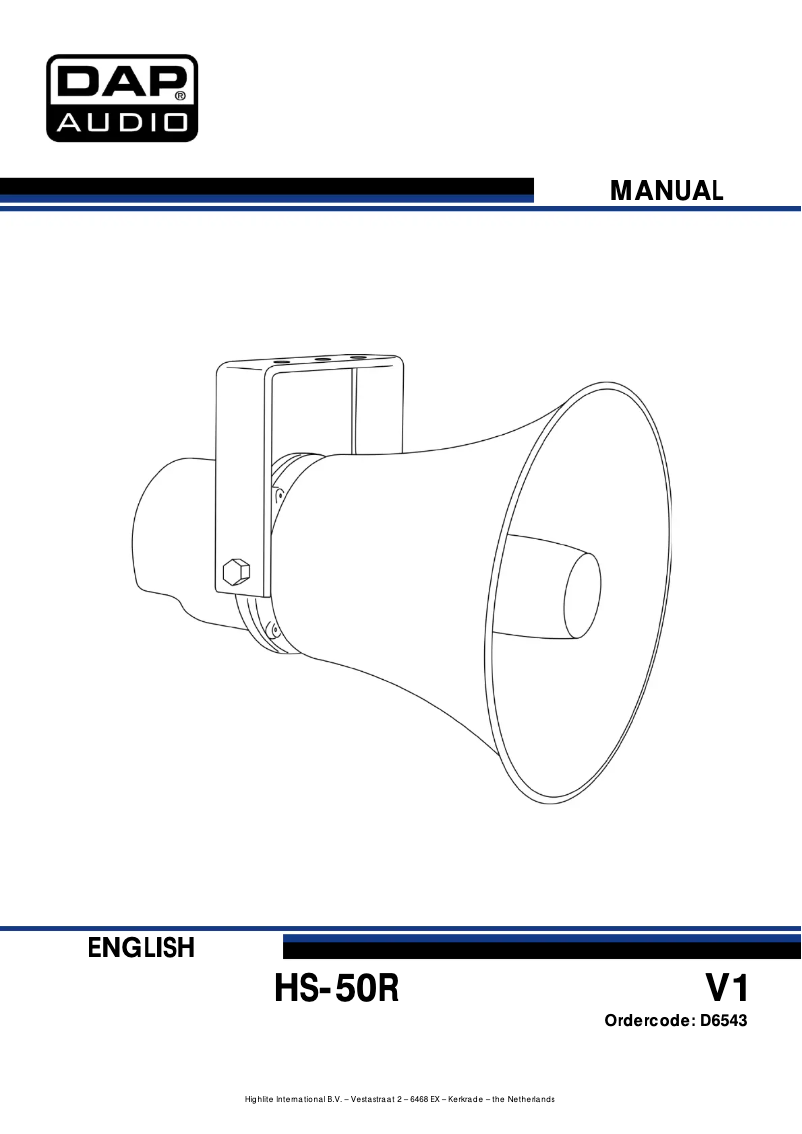 Page 1 de la notice Manuel utilisateur DAP-Audio HS-50R