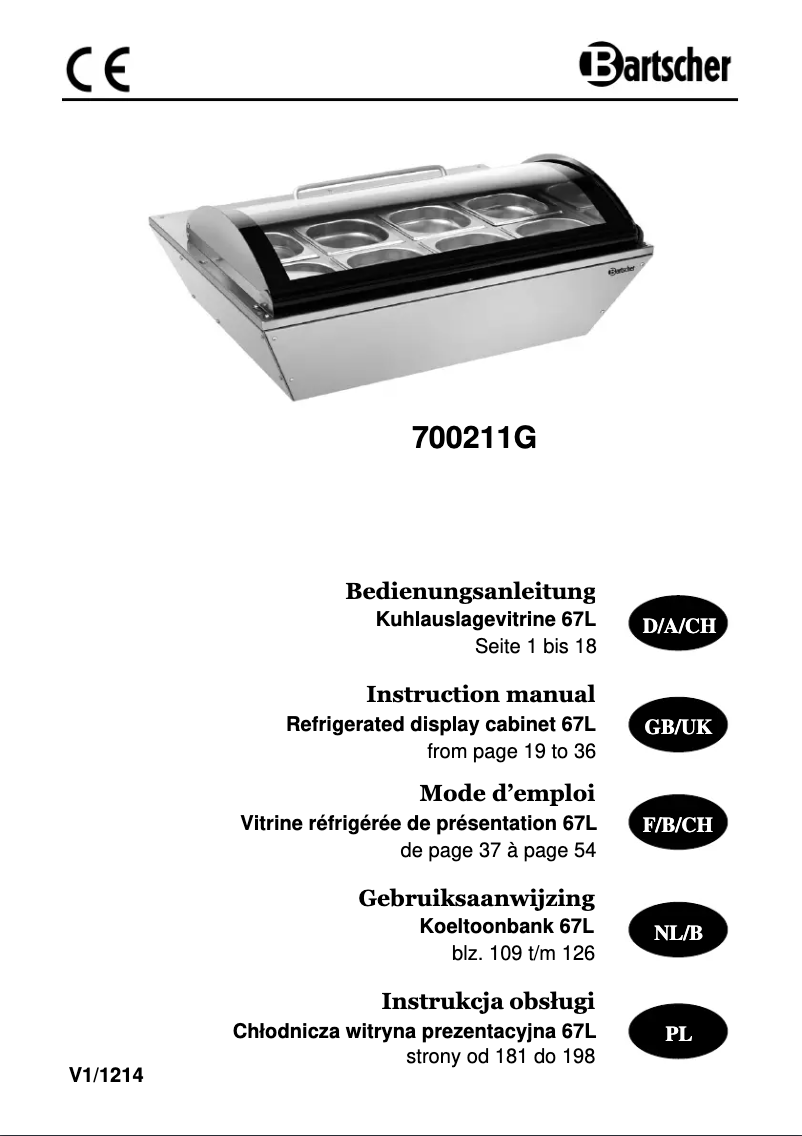 Page 1 de la notice Manuel utilisateur Bartscher 700211G