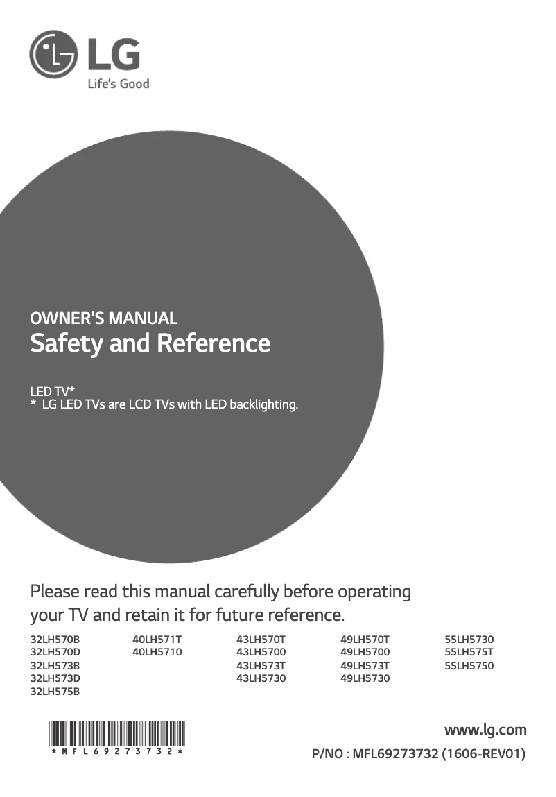 Page 1 de la notice Manuel utilisateur LG 49LH5730