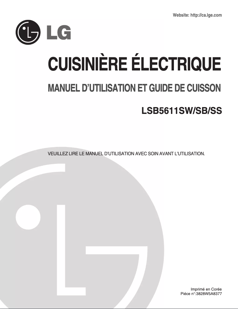 Image de la première page du manuel de l'appareil LSB5611SW