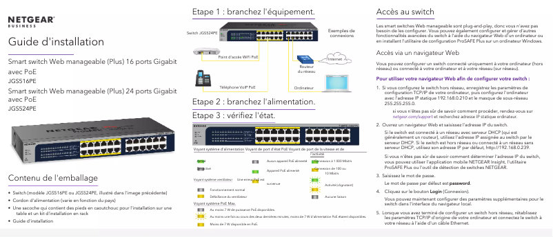 Page n°1 - Guide d'installation Netgear JGS524PE