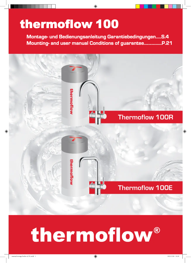 Page n°1 - Manuel utilisateur Respekta Thermoflow100R/E