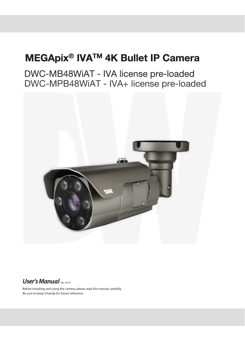 Page n°1 - Manuel utilisateur Digital Watchdog DWC-MB48WIAT