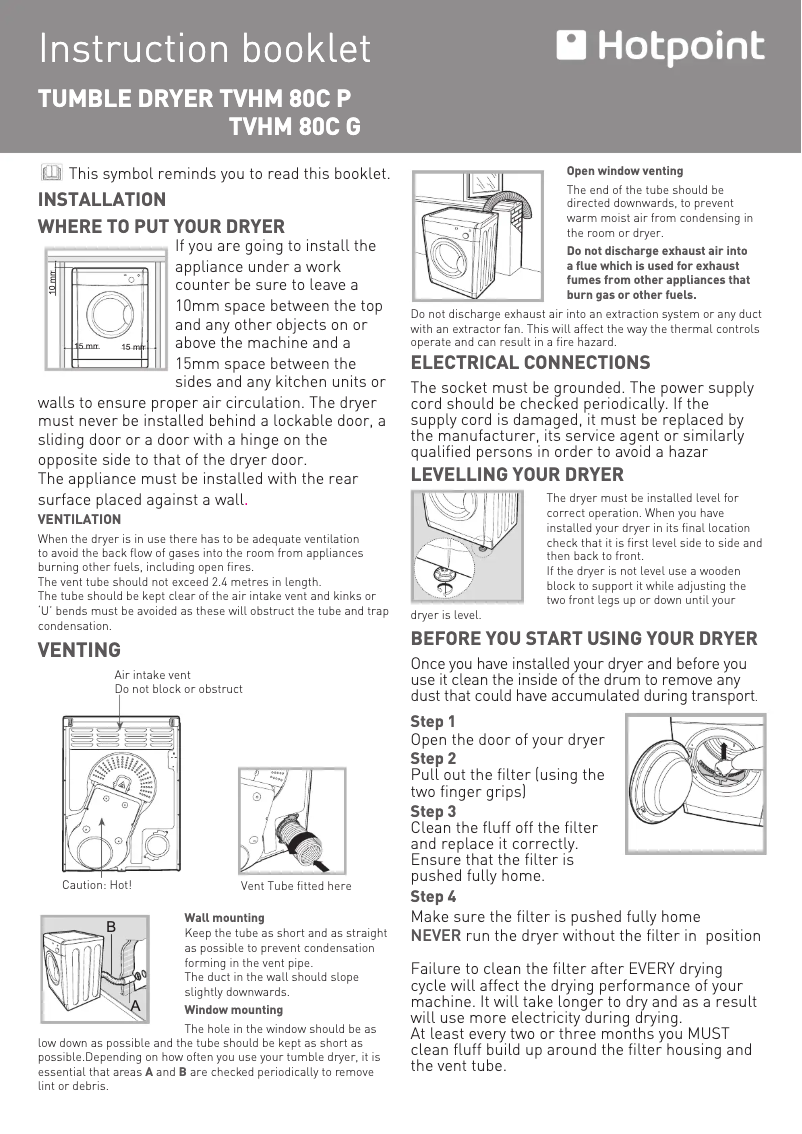 Page n°1 - Manuel utilisateur Hotpoint TVHM 80C G Aquarius