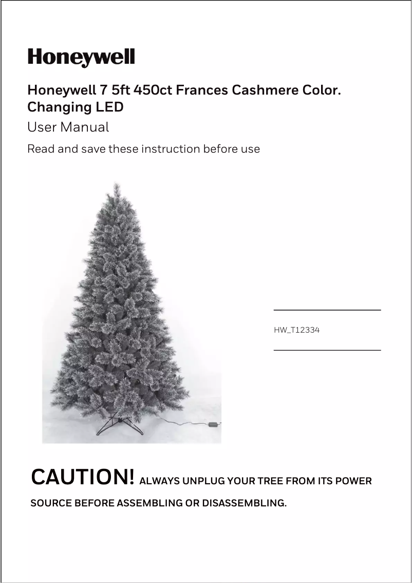 Page 1 de la notice Manuel utilisateur Honeywell HW_T12334