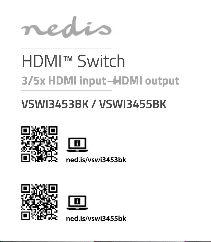 Page 1 de la notice Manuel utilisateur Nedis VSWI3453BK