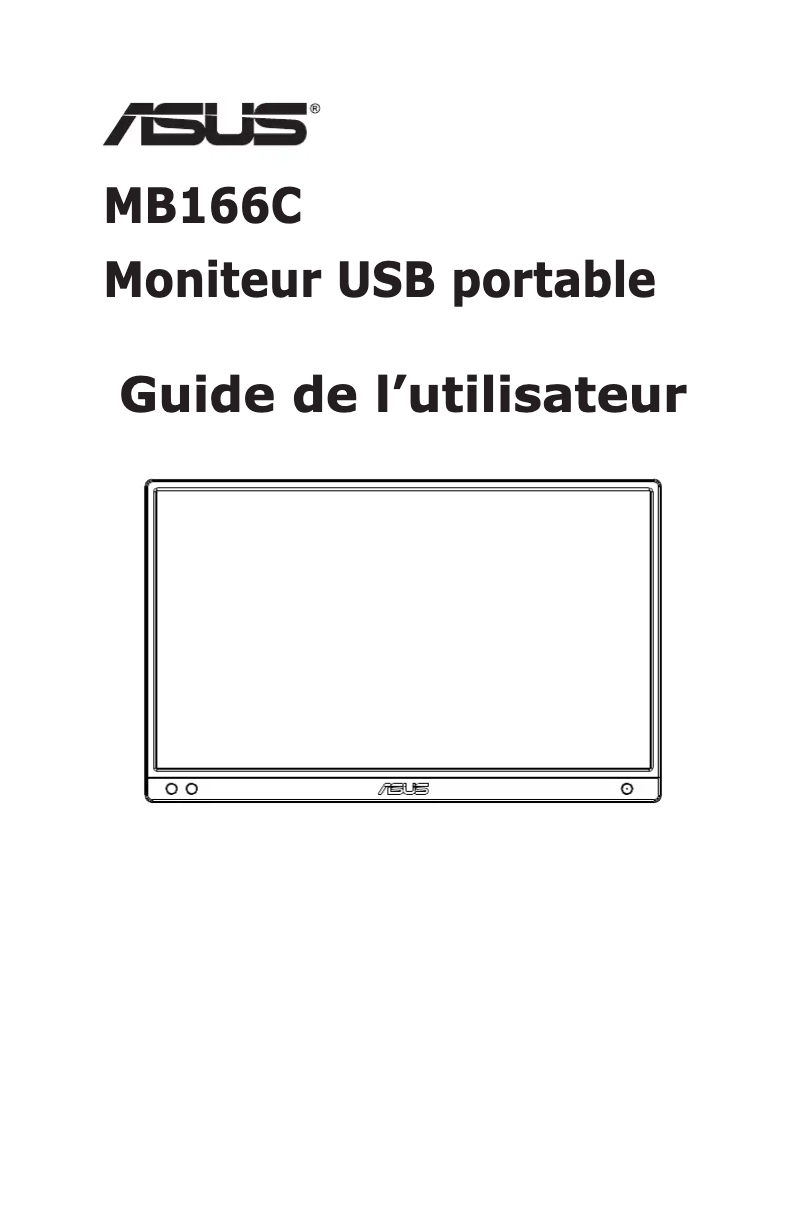 Page 1 de la notice Manuel utilisateur Asus ZenScreen MB166C