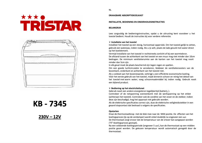 Image de la première page du manuel de l'appareil KB-7345