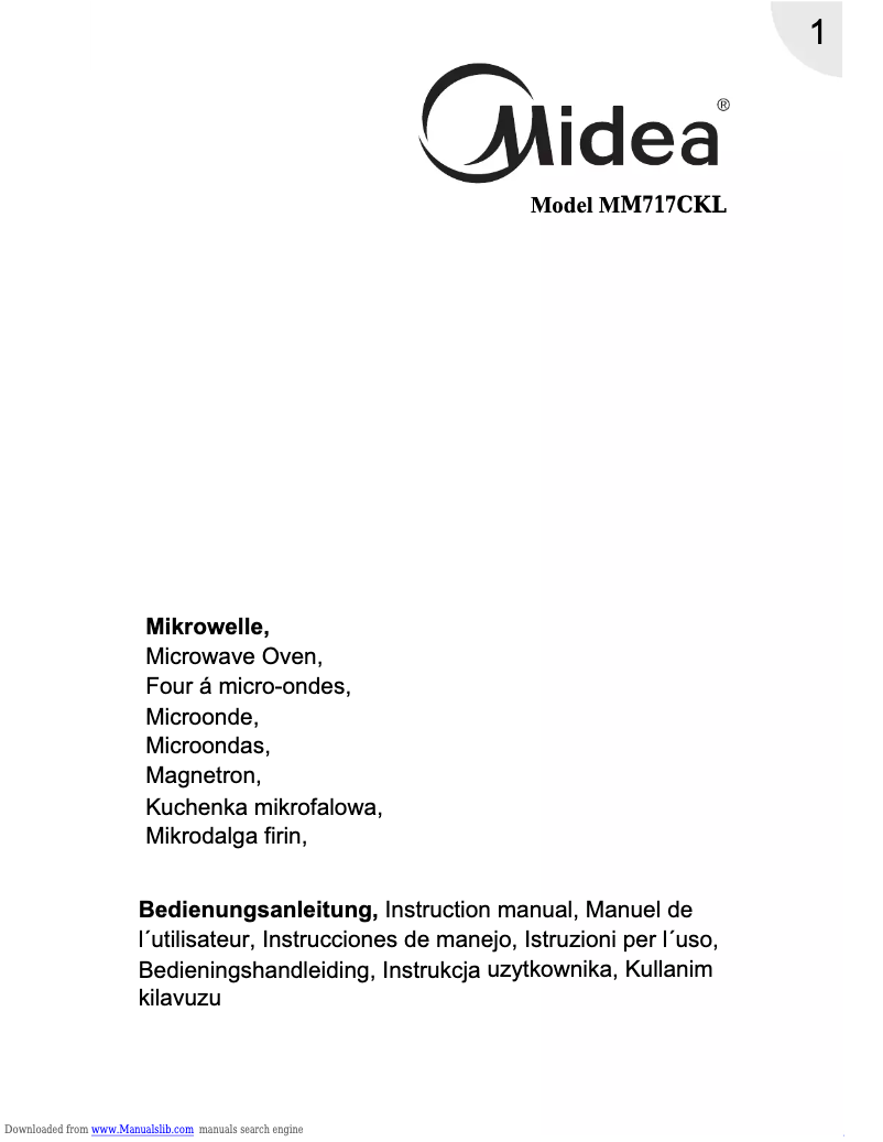 Página 1 del manual Manual de usuario Midea MM717CKL
