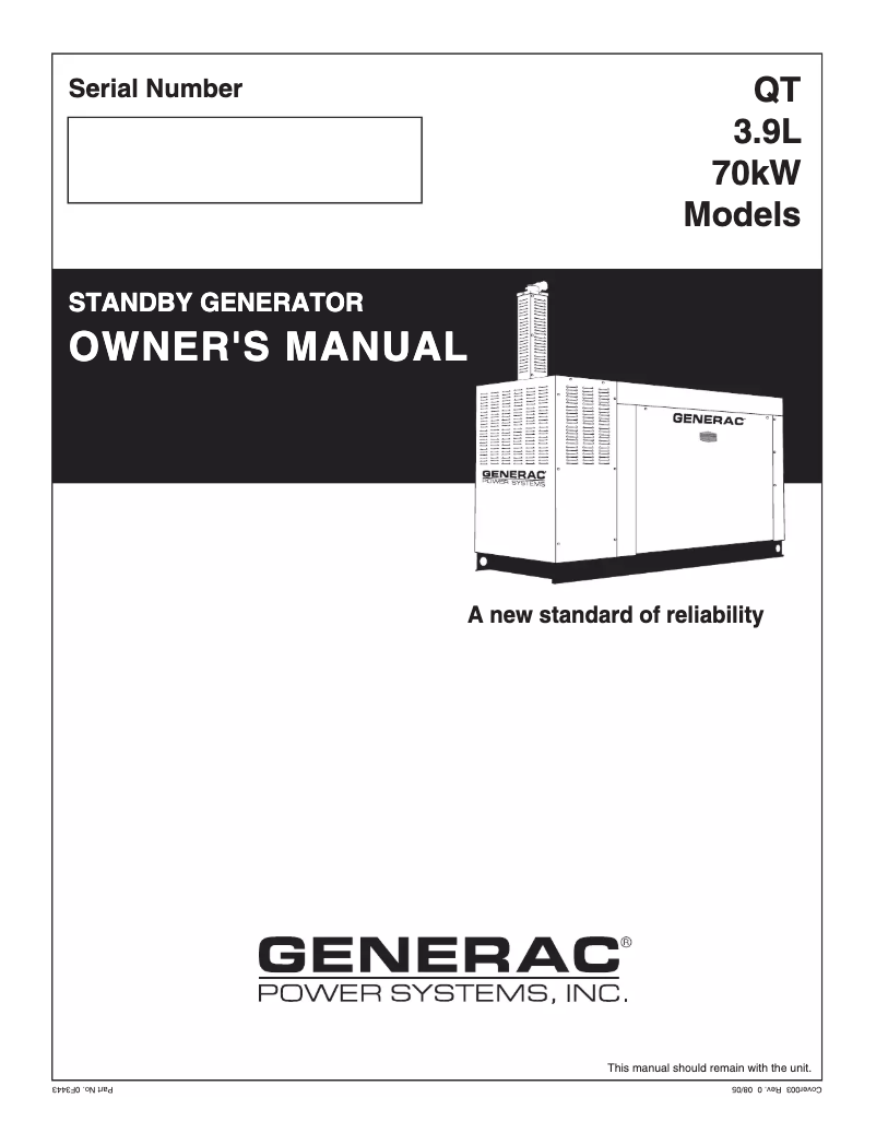 Página 1 del manual Manual de usuario Generac QT07039KVAN