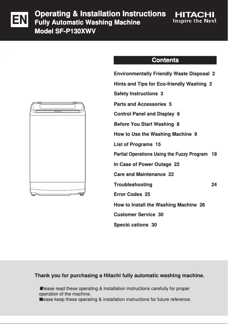 Imagen de la primera página del manual del dispositivo SF-P130XWV