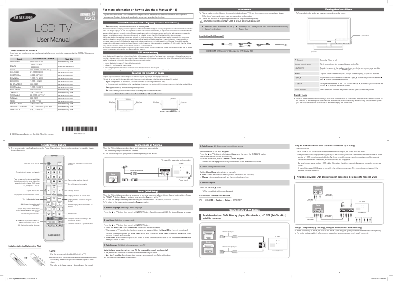 Page 1 de la notice Manuel utilisateur Samsung LN32E420E2G