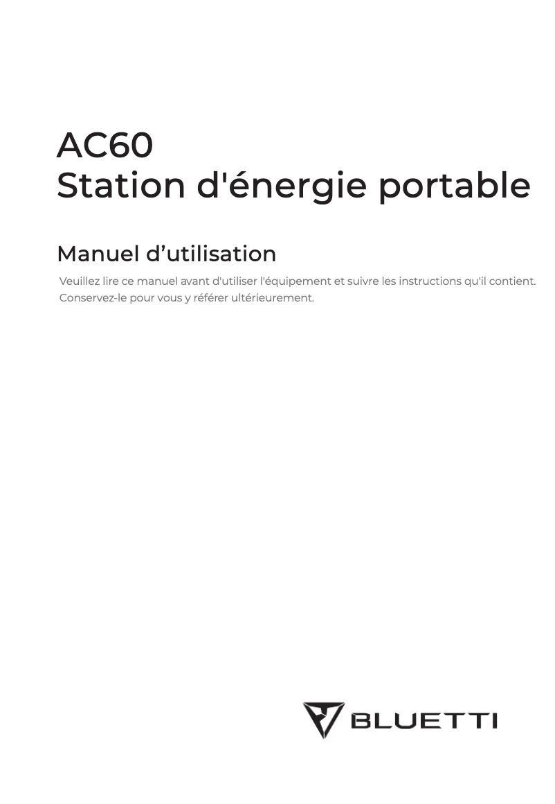 Page n°1 - Manuel utilisateur Bluetti AC60