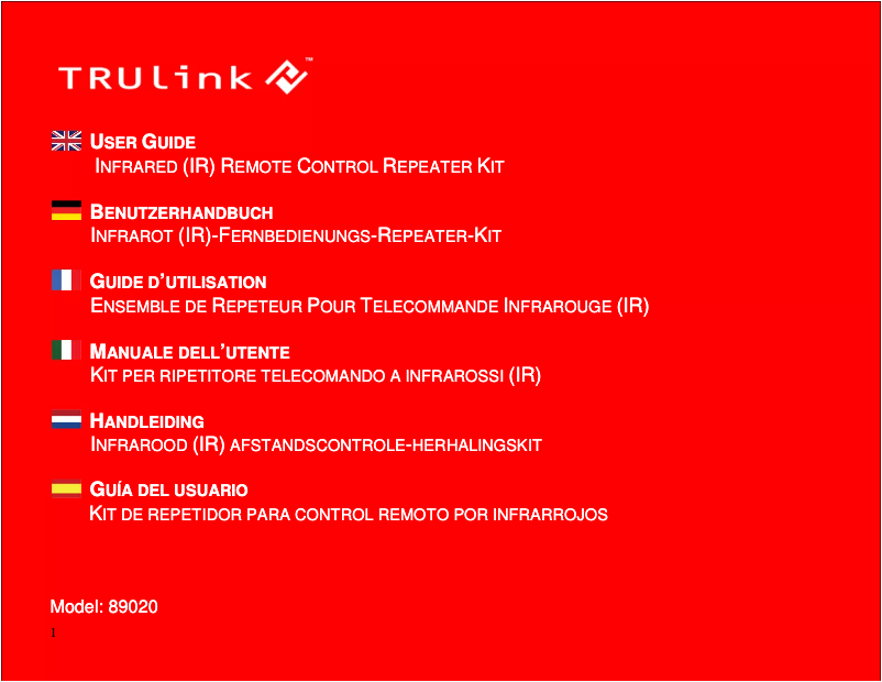 Page 1 de la notice Manuel utilisateur C2G 89020