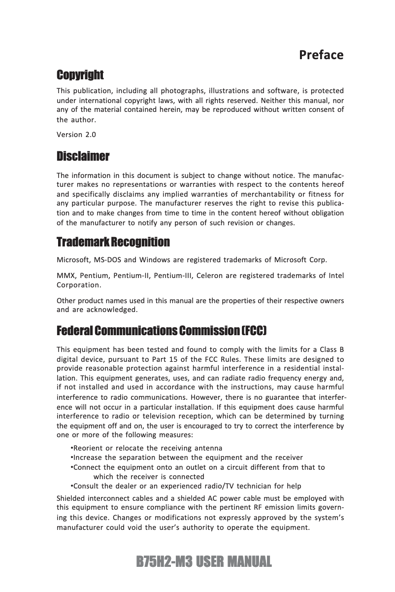 Page n°1 - Manuel utilisateur ECS B75H2-M3