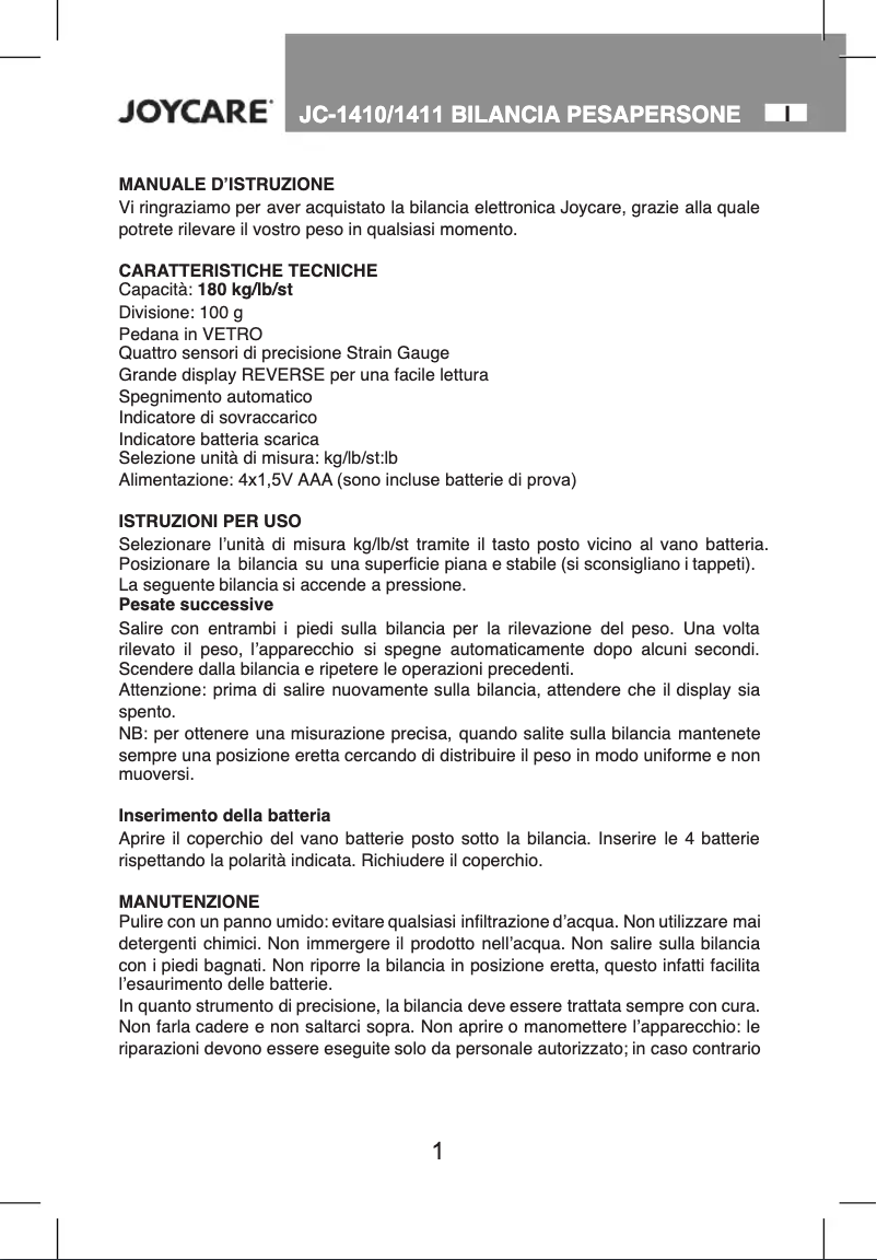 Image de la première page du manuel de l'appareil JC-1410