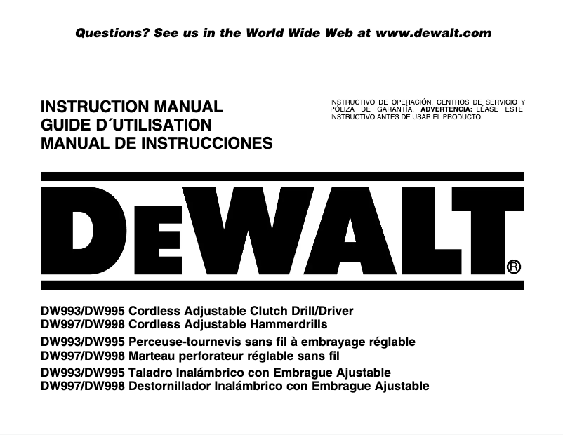 Imagen de la primera página del manual del dispositivo DW995