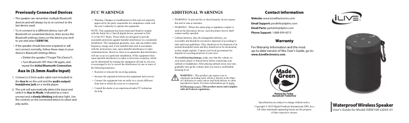 Page 1 de la notice Manuel utilisateur iLive ISBW108