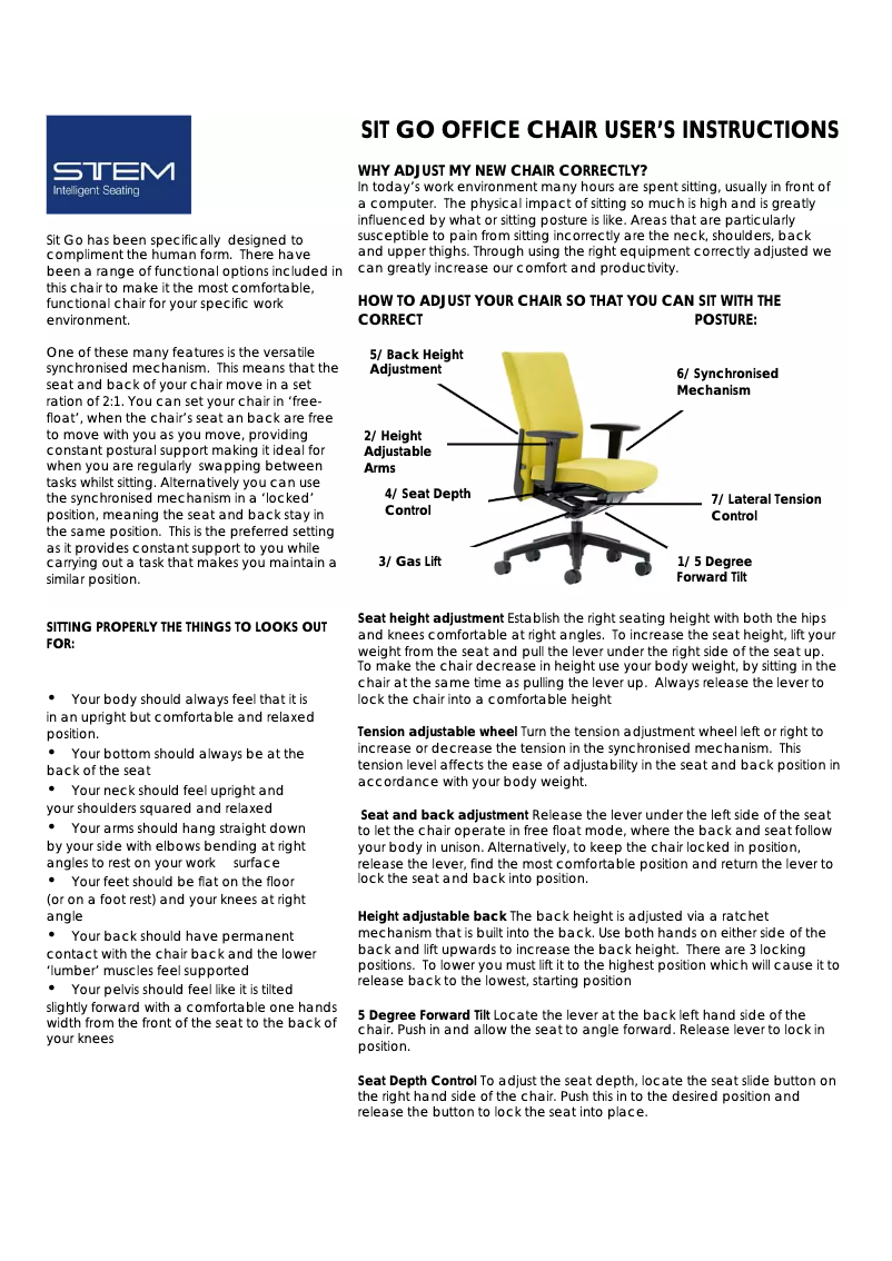Página 1 del manual Manual de usuario Stem Sit Go 9400