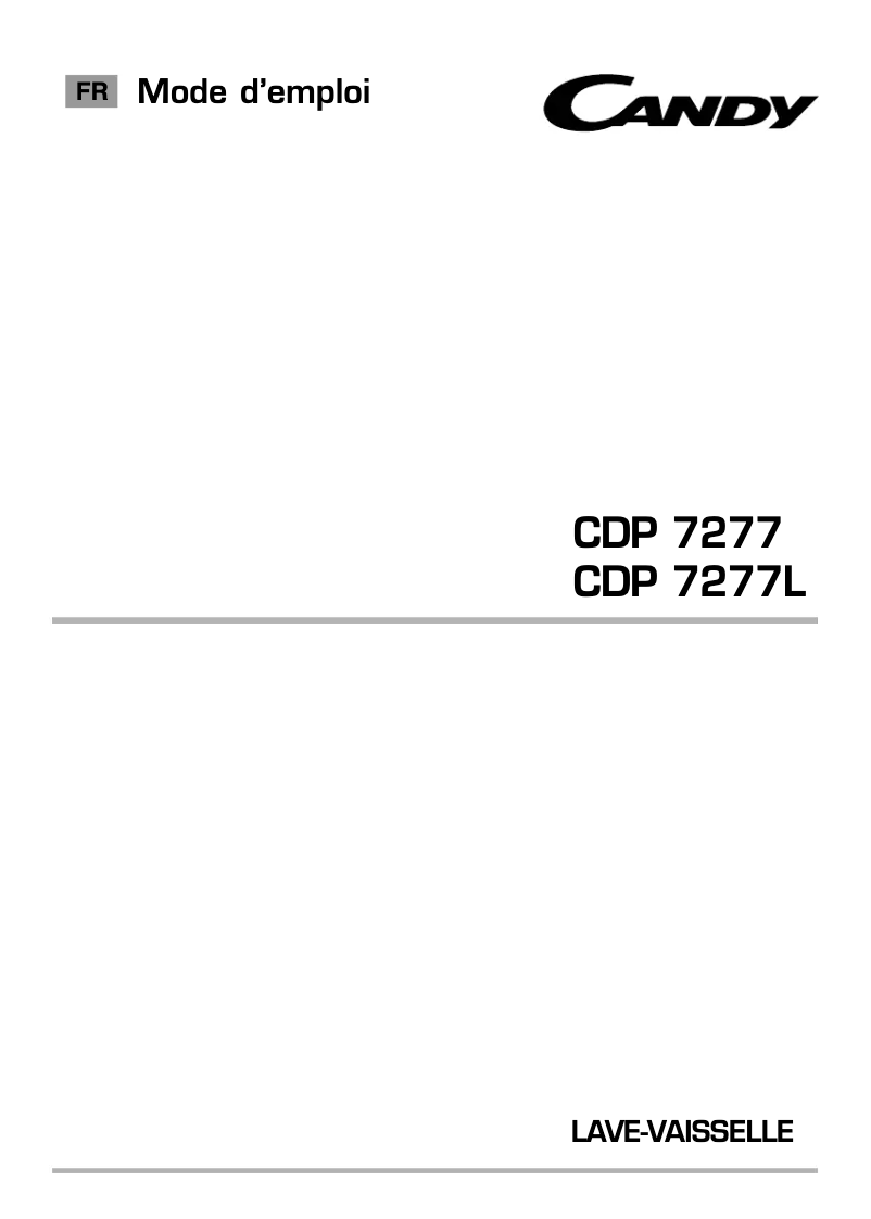 Page n°1 - Manuel utilisateur Candy CDP 7277-47