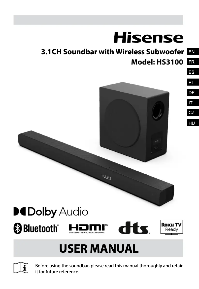 Image de la première page du manuel de l'appareil HS3100