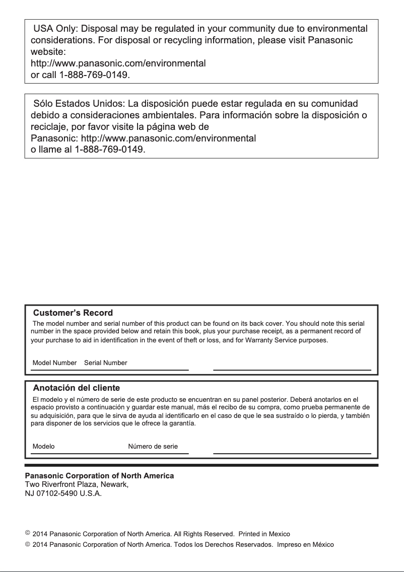 Page n°1 - Manuel utilisateur Panasonic TC-55AS650