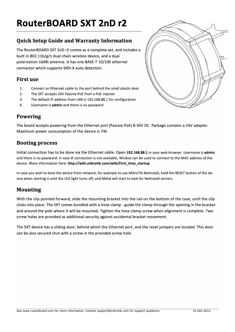 Page n°1 - Manuel utilisateur Mikrotik RBSXT2NDR2