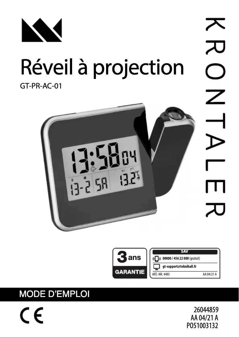 Page n°1 - Manuel utilisateur Krontaler GT-PR-AC-01