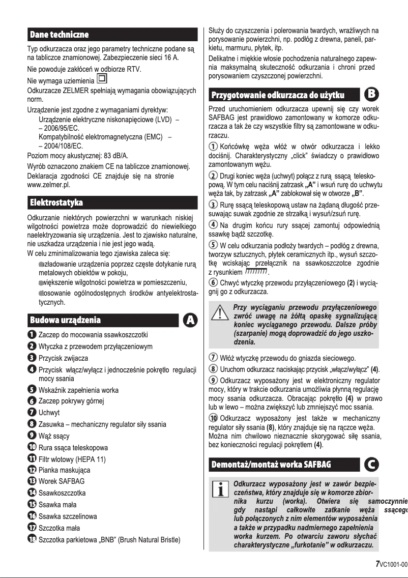Image de la première page du manuel de l'appareil Roto VC1001.0 SP