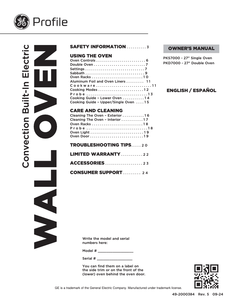 Image de la première page du manuel de l'appareil Profile PKS7000FNDS