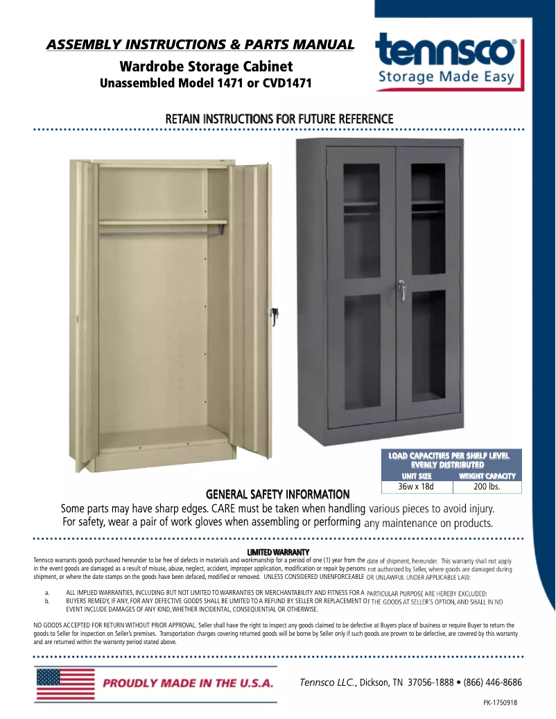 Página 1 del manual Manual de usuario Tennsco CVD1471